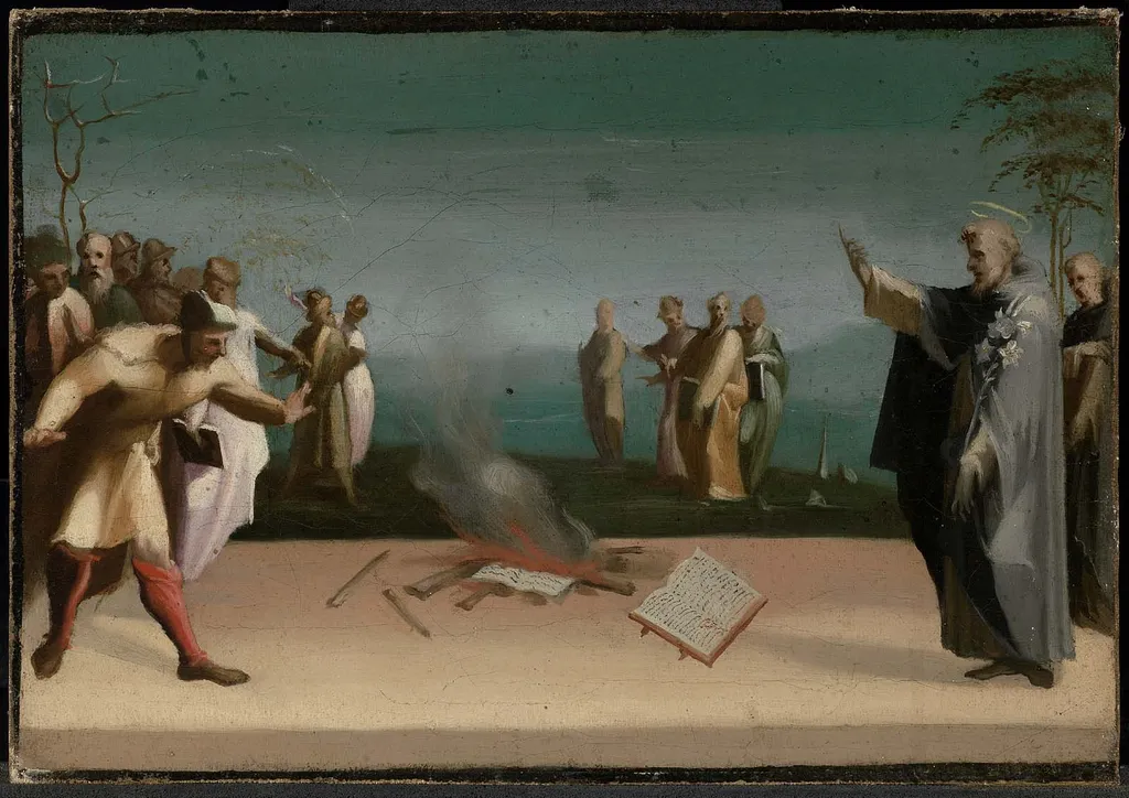 Saint Dominic and the Burning of the Heretical Books, by Domenico Beccafumi, oil, 1520