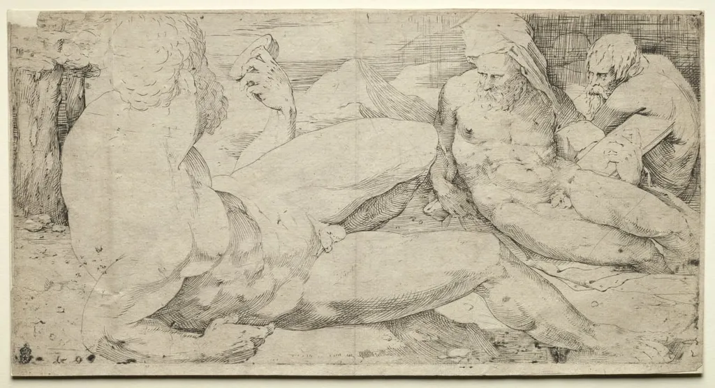 Three Male Nudes, by Domenico Beccafumi, 1538