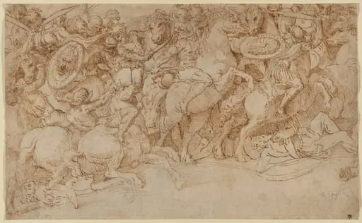 A Battle on Horseback, by Domenico Campagnola