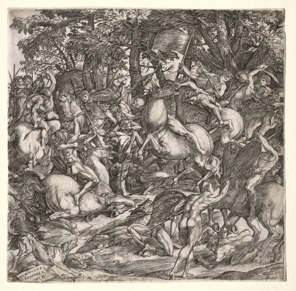 Battle of Naked Men, by Domenico Campagnola, 1517