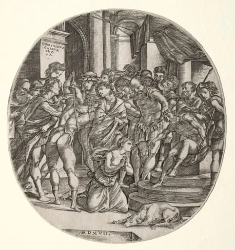 Beheading of Saint Catherine, by Domenico Campagnola