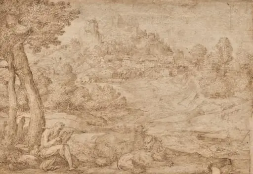 Saint Jerome in a Landscape, by Domenico Campagnola