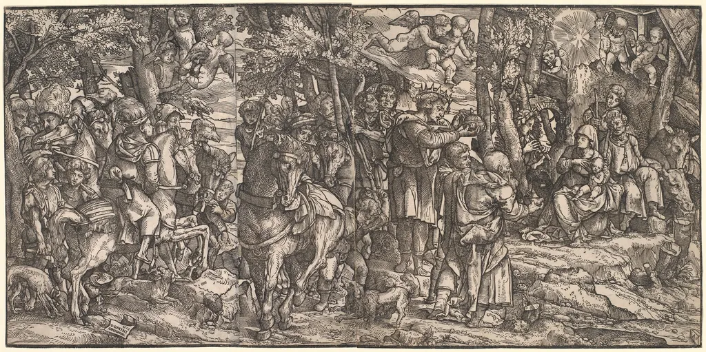 The Adoration of the Magi, by Domenico Campagnola, ink, 1532