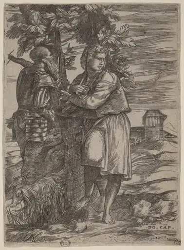 The Shepherd and the Old Warrior, by Domenico Campagnola