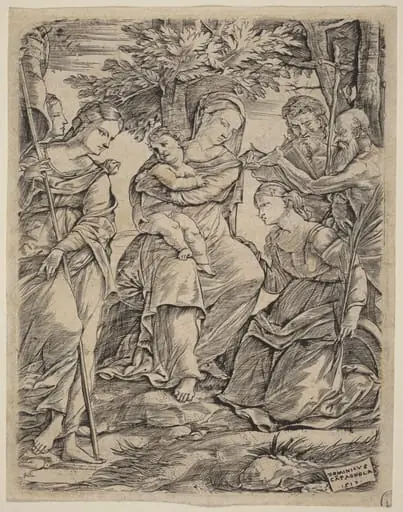 The Virgin and Child with Saints, by Domenico Campagnola