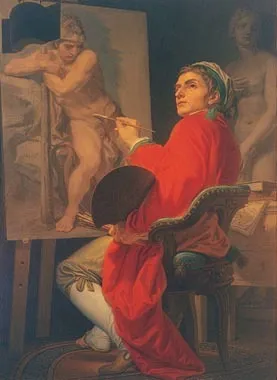 Self portrait, by Domenico Corvi, oil, 1700