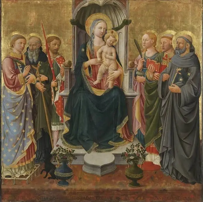 Madonna and Child and 6 Saints, by Domenico di Michelino
