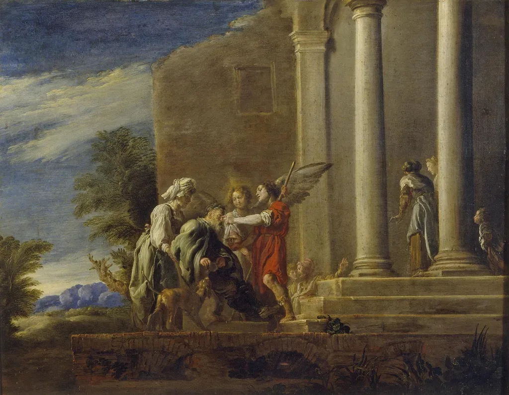 Healing of Tobit, by Domenico Fetti, oil, 1621