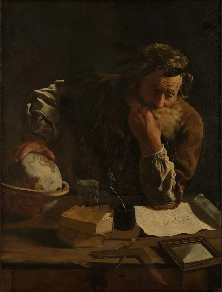 Portrait of a scholar (Archimedes?), by Domenico Fetti, oil, 1620