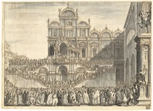 Campo San Zanipolo Decorated for the Visit of Pius VI, by Domenico Fossati
