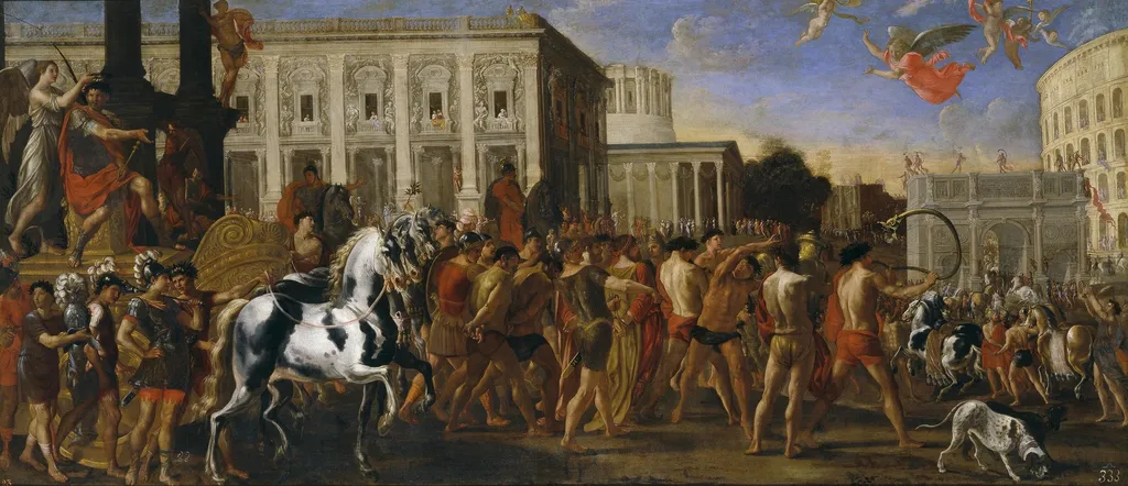 Triumphal Entry of Constantine in Rome, by Domenico Gargiulo, oil, 1636