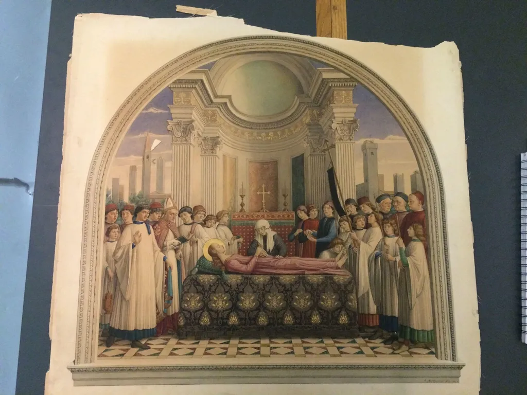 copy after the Burial of Santa Fina, Domenico Ghirlandaio in Collegiata, San Gimignano (Siena), by Domenico Ghirlandaio, watercolor
