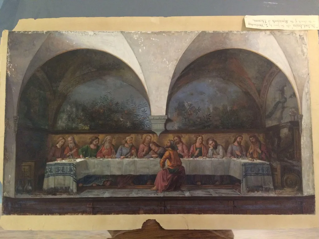 Copy after The Last Supper, Domenico Ghirlandaio in the Chiesa di Ognissanti (Florence), by Domenico Ghirlandaio, watercolor