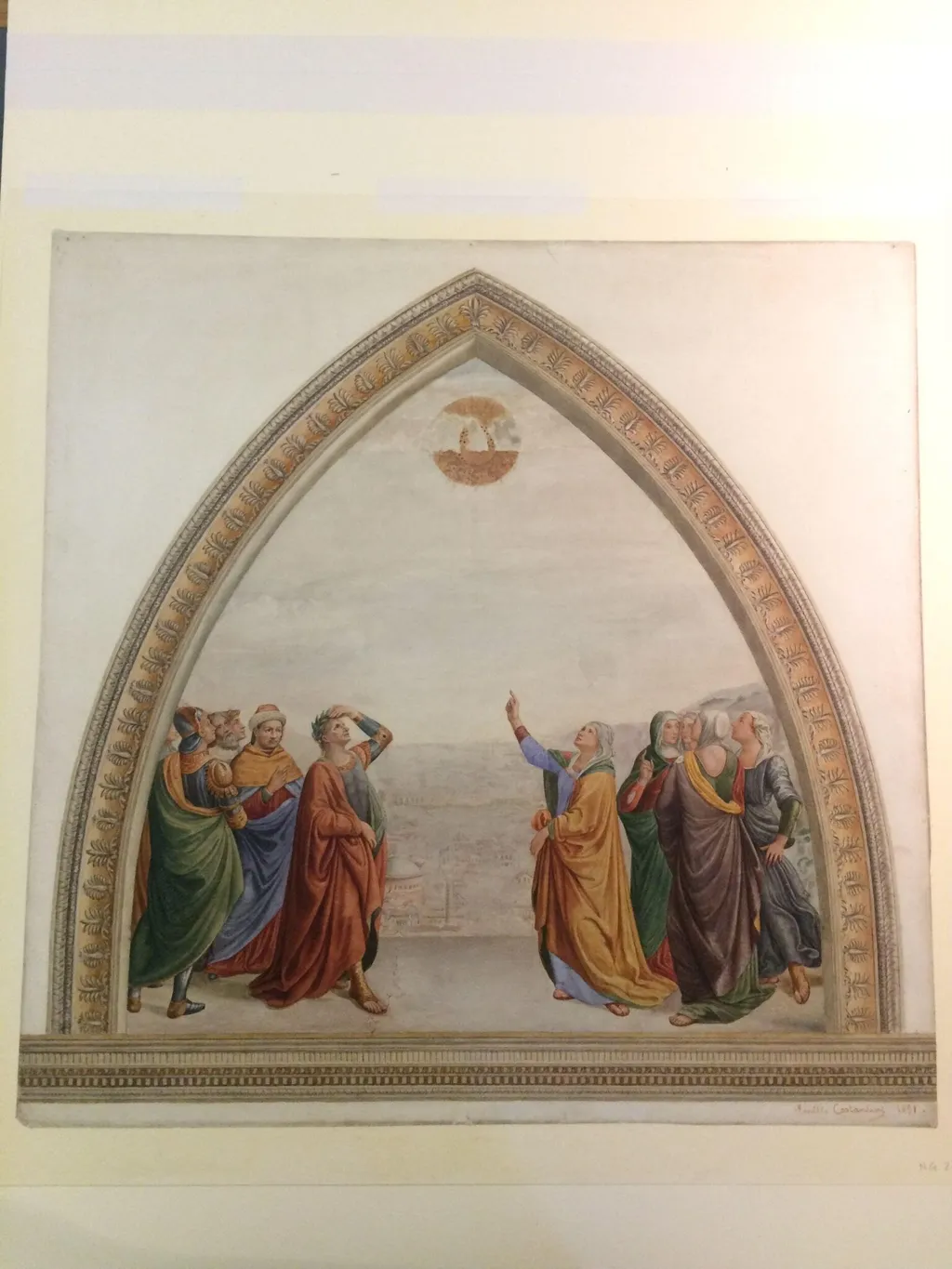Copy after The meeting of Augustus and the Sibyl, Domenico Ghirlandaio in the Sassetti Chapel, Chiesa di Santa Trinita (Florence), by Domenico Ghirlandaio, watercolor