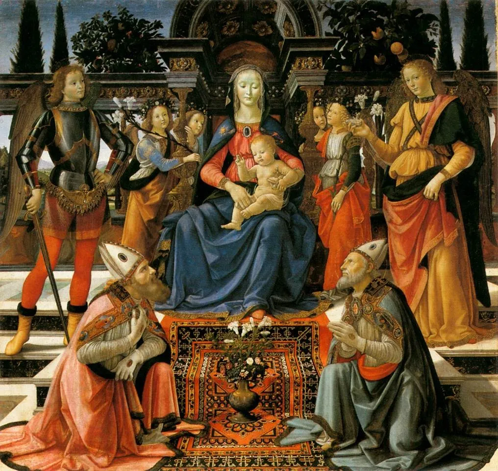 Madonna and Child Enthroned with Saints, by Domenico Ghirlandaio, unspecified, 1492
