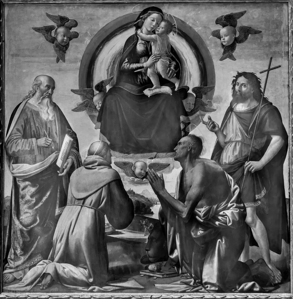 Mary with the child adored by four saints, by Domenico Ghirlandaio