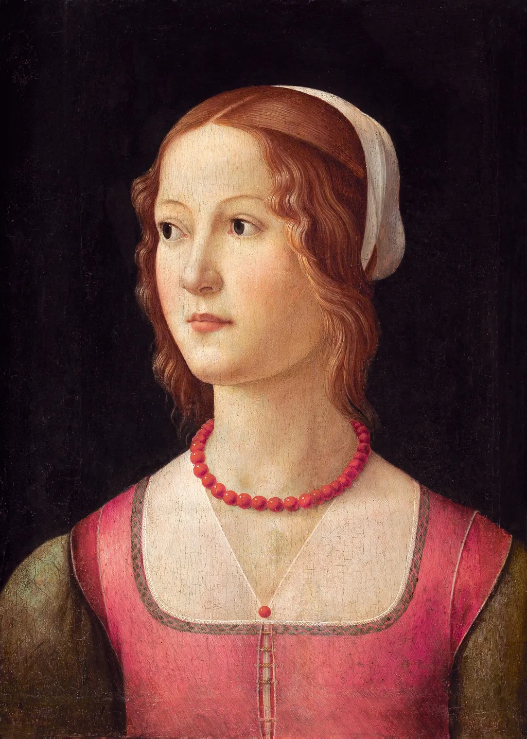 Portrait of a young woman, by Domenico Ghirlandaio, tempera