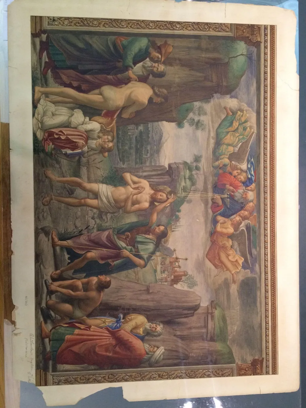Watercolour, copy after the Baptism of Christ, Domenico Ghirlandaio in the Tornabuoni Chapel, Santa Maria Novella (Florence), by Domenico Ghirlandaio, watercolor