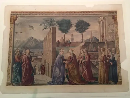 Watercolour, copy after The Visitation, Domenico Ghirlandaio in the Tornabuoni Chapel, Santa Maria Novella (Florence), by Domenico Ghirlandaio