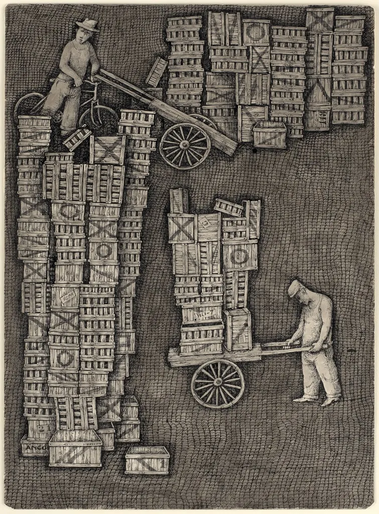 Untitled, by Domenico Gnoli, ink, 1959