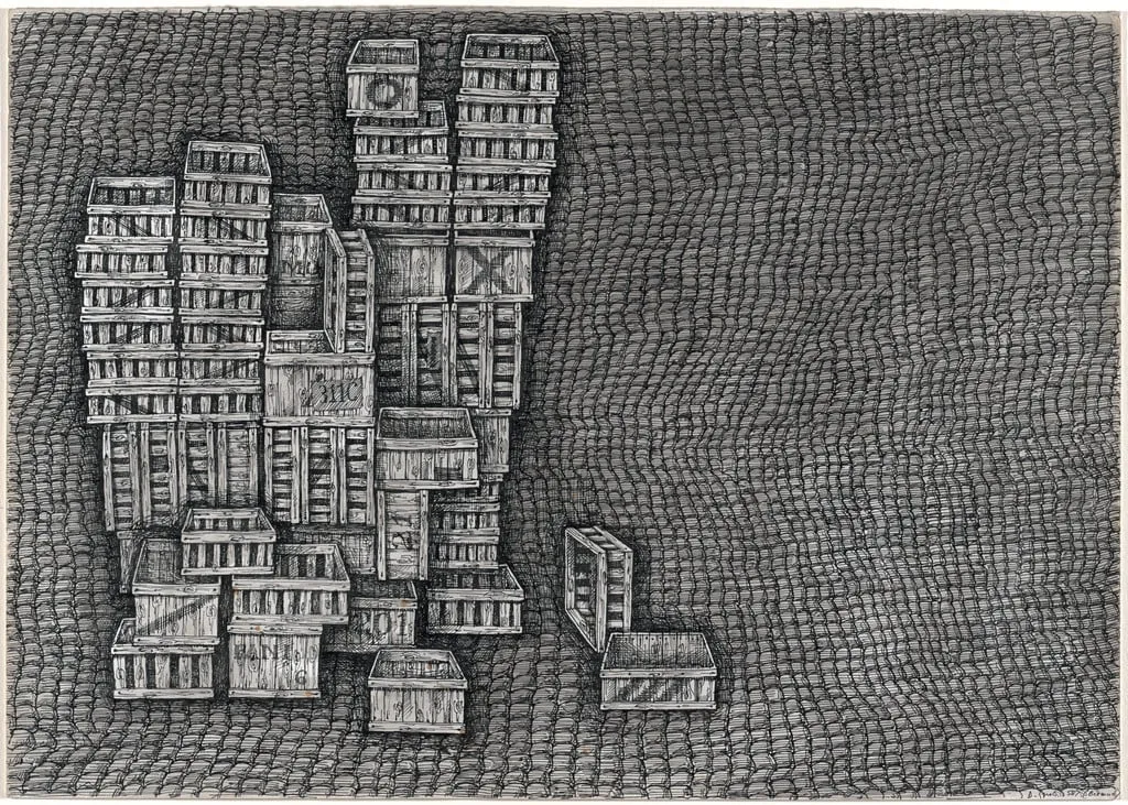 Untitled, by Domenico Gnoli, ink, 1958