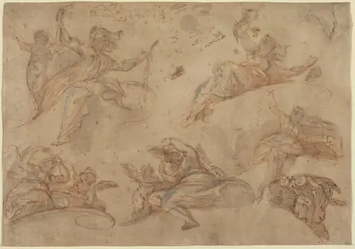 Allegorical Figures Seen from Below, by Domenico Maria Canuti
