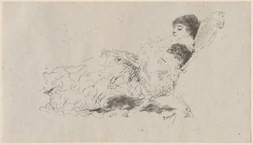 The Artist's Daughter Eleonora Reclining on a Chaise-Longue, by Domenico Morelli