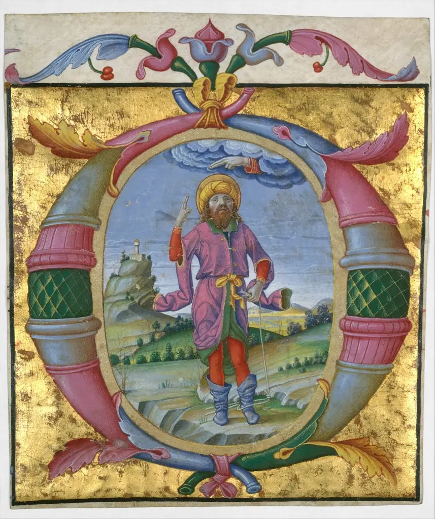 David with His Foot in a Noose in an Initial O, by Domenico Morone