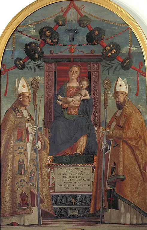 Madonna in trono con il Bambino e i Santi Zeno e Nicolò, by Domenico Morone