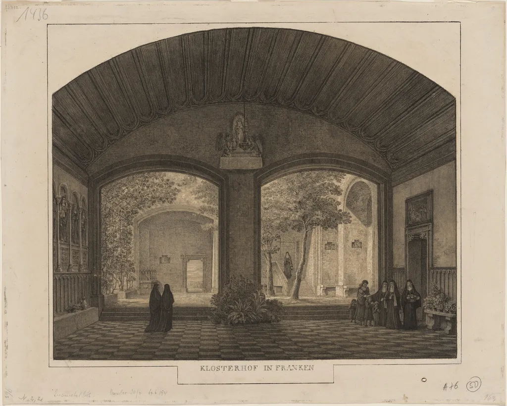 Klosterhof in Franken (Franconian Cloister), by Domenico Quaglio, ink, 1817