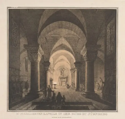 Notable Buildings of the Middle Ages in Germany:  St. Margaret's Chapel in the Imperial Castle at Nuremberg, by Domenico Quaglio the Younger