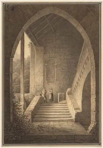 Outer Staircase of a Gothic Ruin, by Domenico Quaglio the Younger