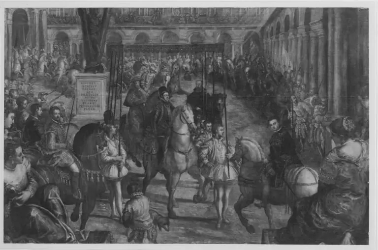 Gonzaga-Zyklus, II. Reihe, 4. Einzug Philipps II. in Mantua, by Domenico Tintoretto