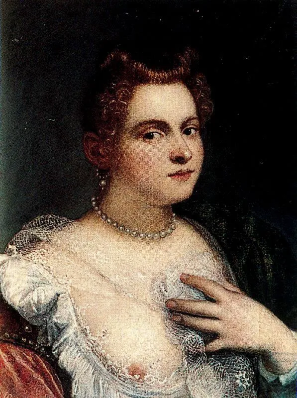 Joven veneciana, by Domenico Tintoretto, oil, 1590