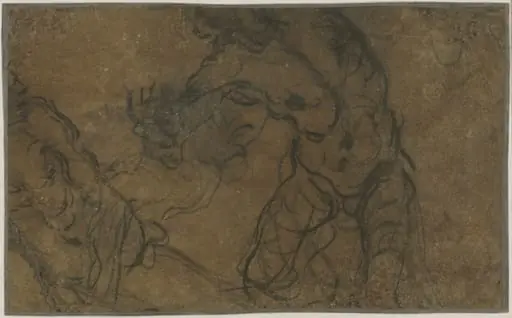 Two Male Figures in Motion (verso), by Domenico Tintoretto