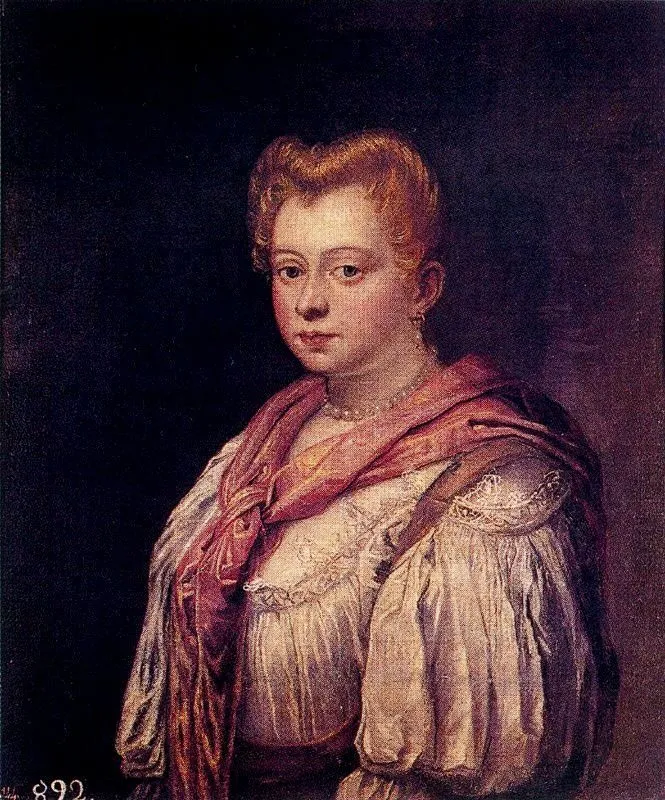 Young Venetian Woman, by Domenico Tintoretto, oil, 1607