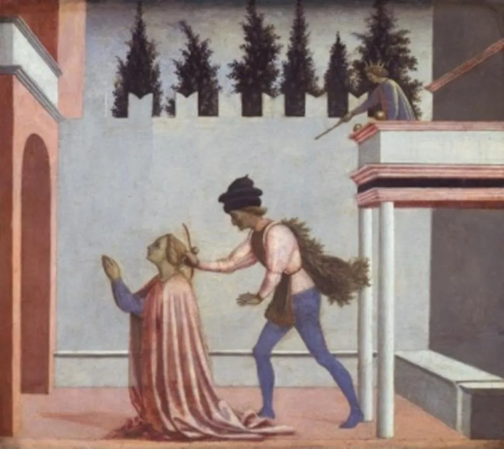 Martyrdom of Saint Lucy, by Domenico Veneziano, paint, 1445