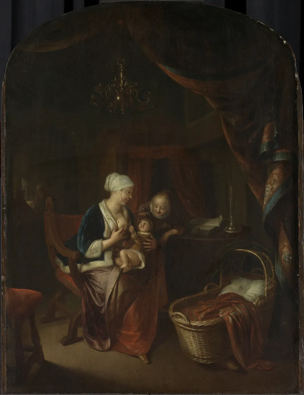 A Mother Giving her Child the Breast, by Domenicus van Tol, oil, 1668