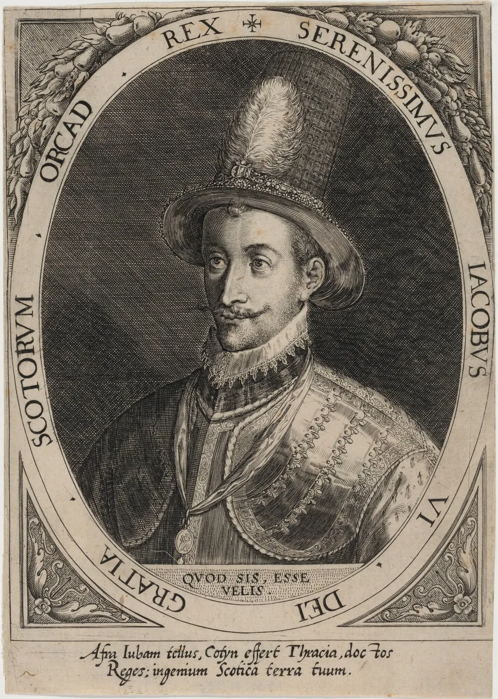 James I, as James VI of Scotland, by Dominicus Custos, ink, 1600
