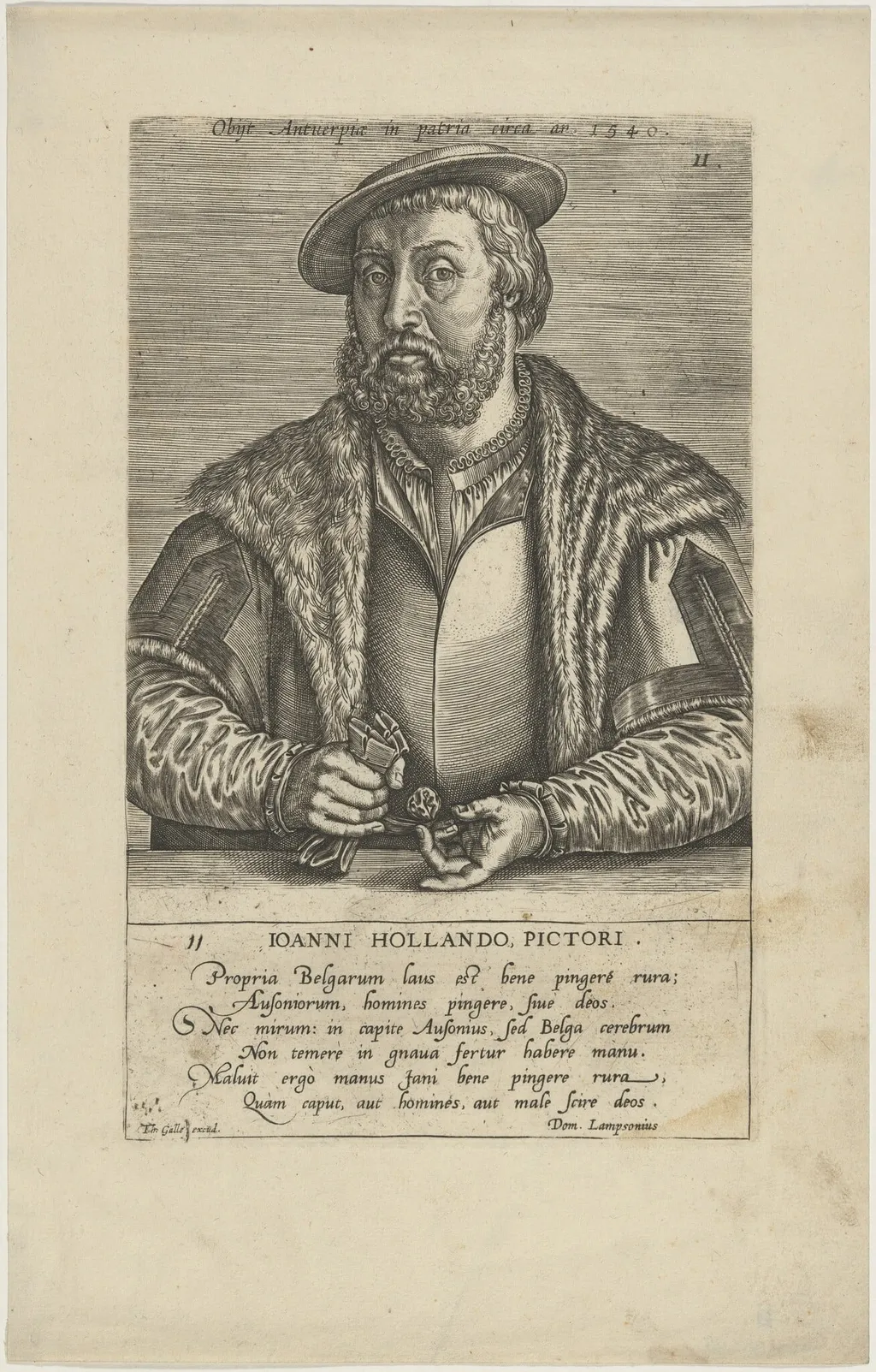 Joanni Hollando (Jan Hollander), by Dominique Lampsonius, ink, 1566