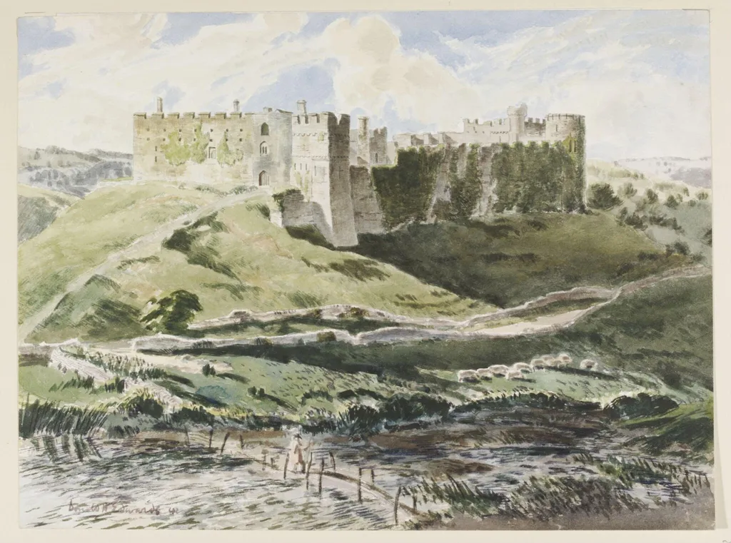 Manorbier Castle, Pembrokeshire, by Donald H. Edwards, watercolor, 1942