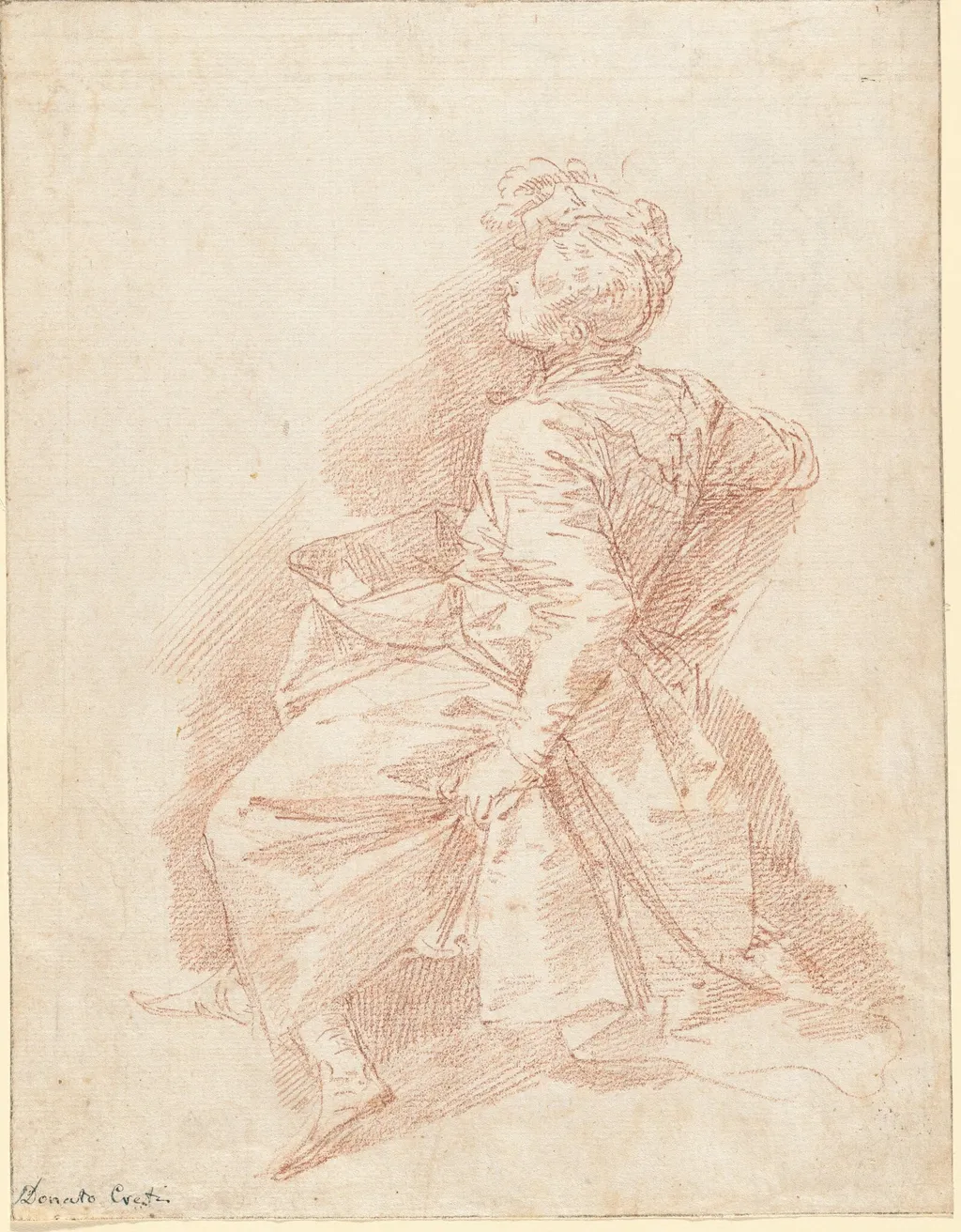 A Seated Man, by Donato Creti, chalk, 1711