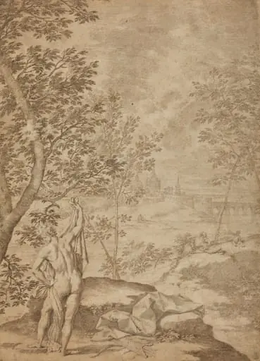 Apollo Standing in a River Landscape, by Donato Creti