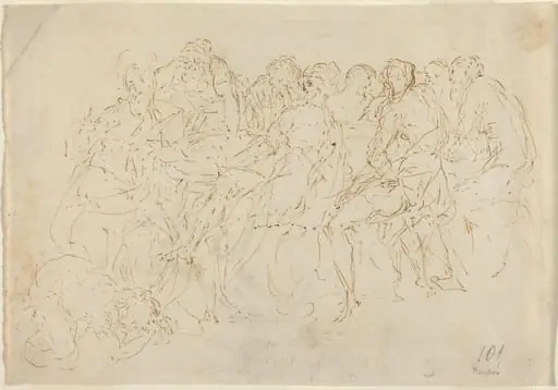 Magdalene Washing the Feet of Christ with Eight Disciples Looking On [recto], by Donato Creti