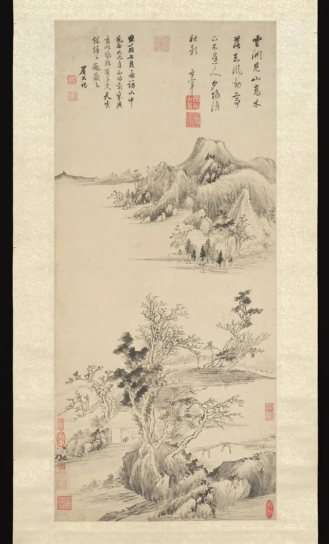 明    董其昌    秋山圖  軸|Autumn Mountains
