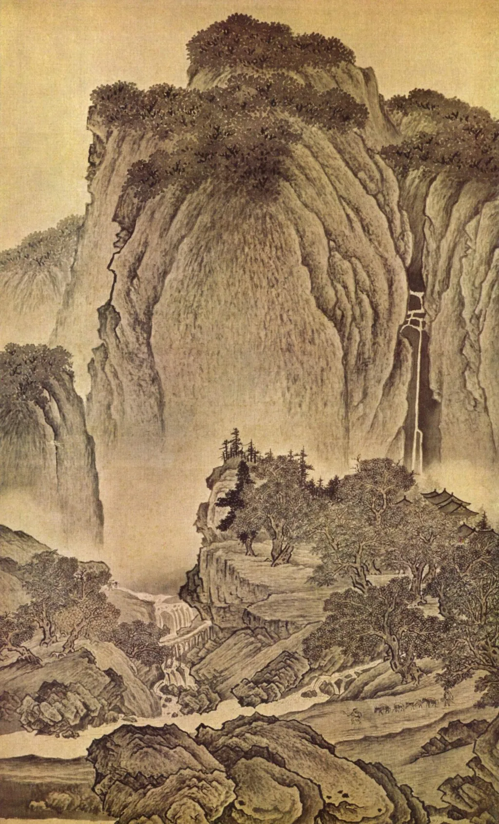 Imitating Fan Kuan's "Travelers Among Mountains and Streams", by Dong Qichang, ink, 1600