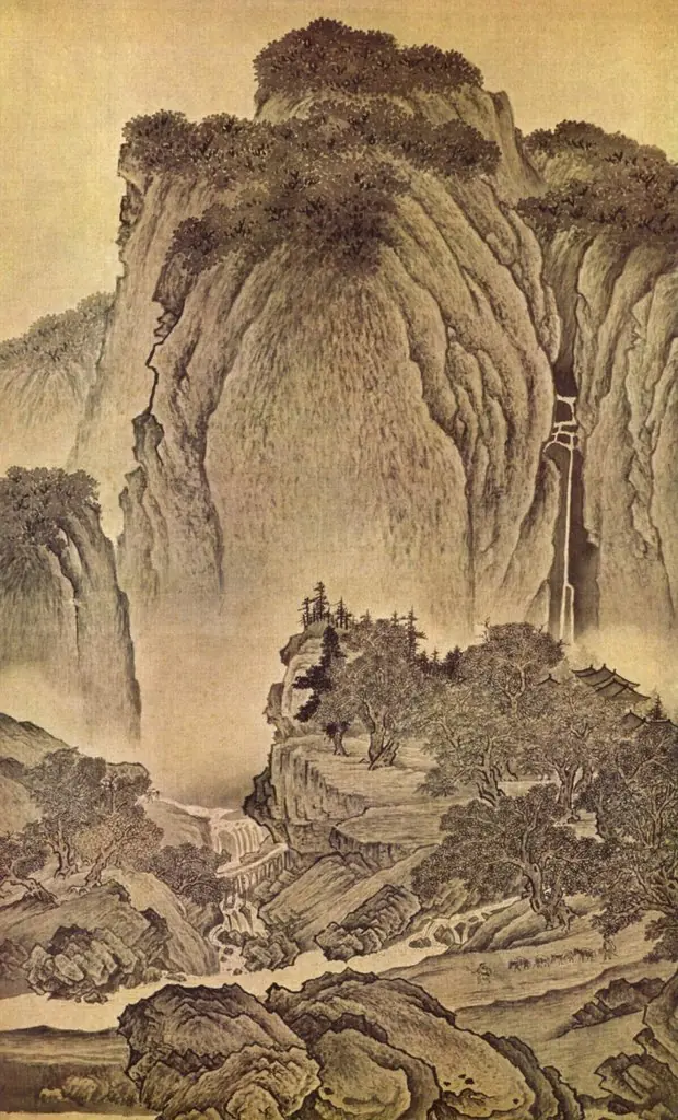 Imitating Fan Kuan's "Travelers Among Mountains and Streams", by Dong Qichang