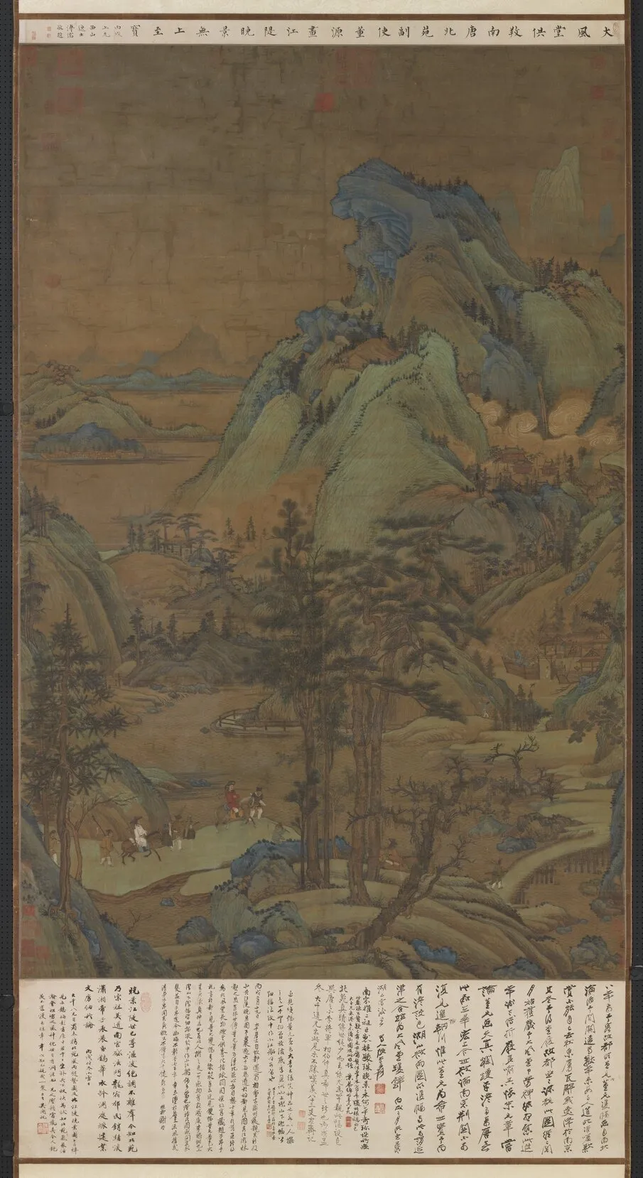 五代董源江堤晚景 軸, by Dong Yuan, unspecified, 958