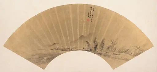 明(?) 陸克正 倣北苑山水 扇|Landscape in the manner of Dong Yuan, by Dong Yuan|Lu Kezheng