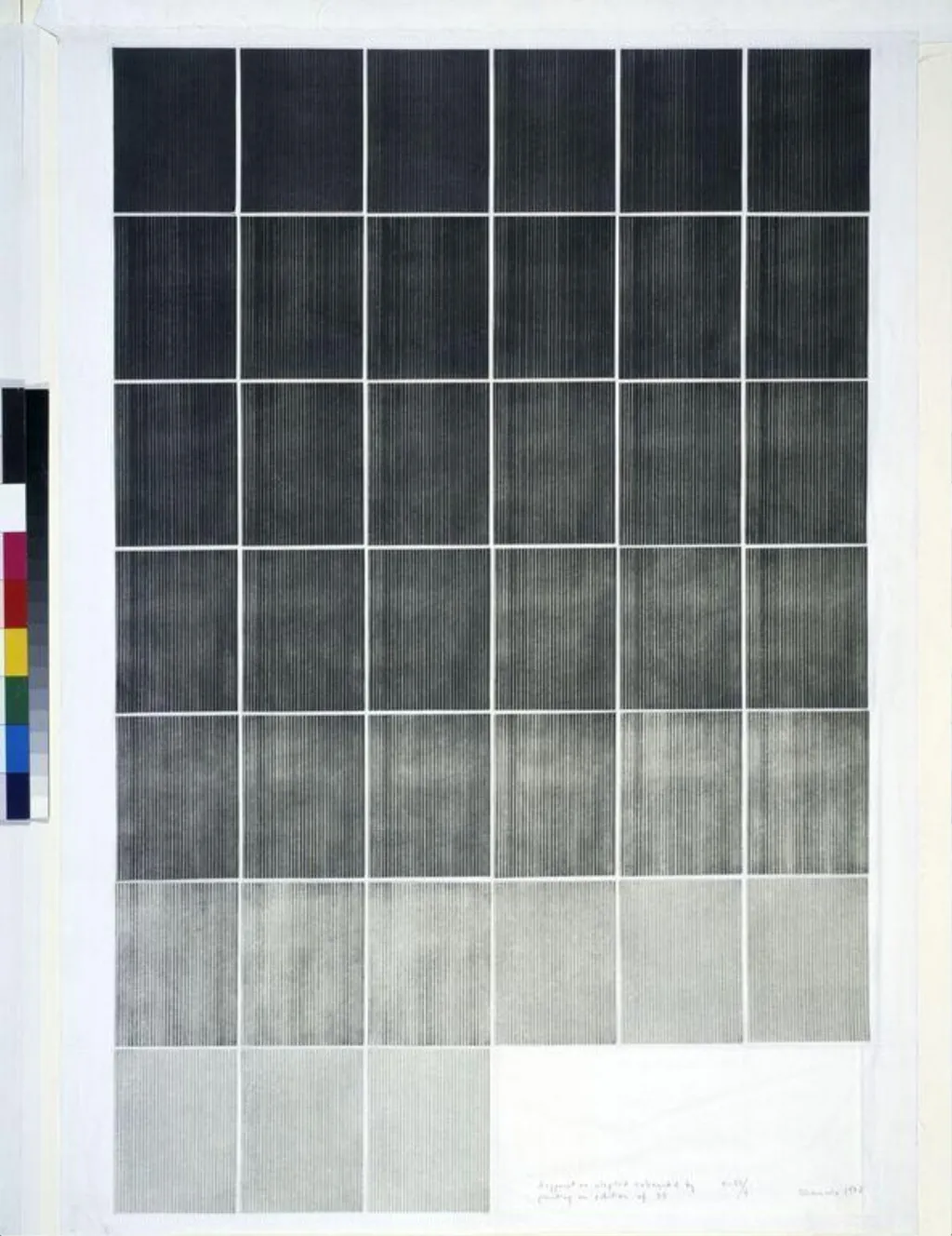 Drypoint on Aluminium Exhausted by printing in an Edition of 39, by Dóra Maurer, 1978